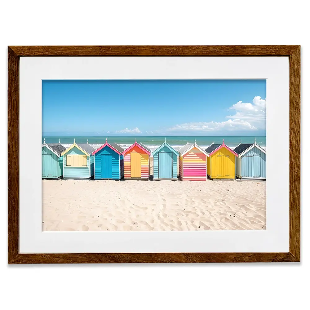 Beach Huts In A Row Framed Art Print Beach Huts In A Row Framed Art Print wall art product Art Print Shop
