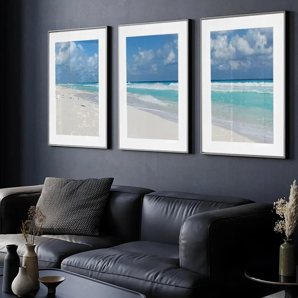 Beautiful Beach Scene Framed Art Print Trio Beautiful Beach Scene Framed Art Print Trio wall art product Ligia Aguilar / Shutterstock