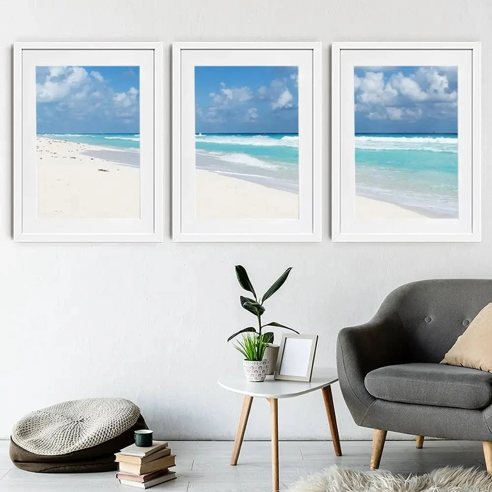 Beautiful Beach Scene Framed Art Print Trio Beautiful Beach Scene Framed Art Print Trio wall art product Ligia Aguilar / Shutterstock