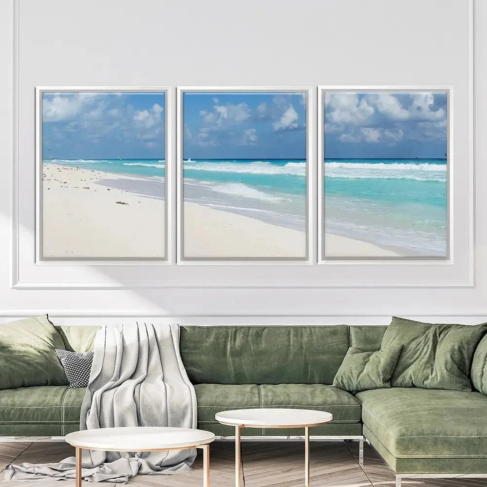 Beautiful Beach Scene Trio Canvas Print Beautiful Beach Scene Trio Canvas Print wall art product Ligia Aguilar / Shutterstock
