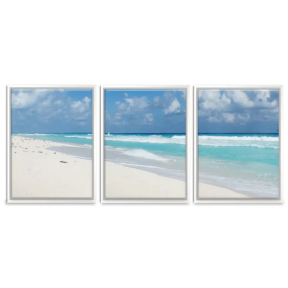 Beautiful Beach Scene Trio Canvas Print Beautiful Beach Scene Trio Canvas Print wall art product Ligia Aguilar / Shutterstock