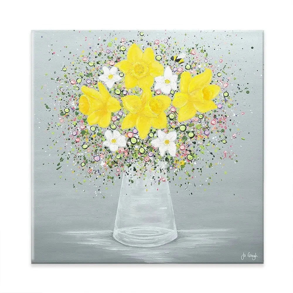 Bee Happy Square Canvas Print Bee Happy Square Canvas Print wall art product Jo Gough