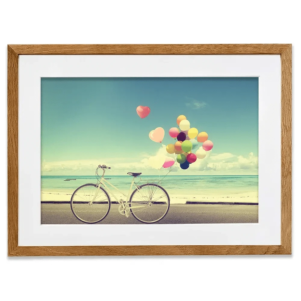 Bicycle And Balloons Framed Art Print Bicycle And Balloons Framed Art Print wall art product jakkapan / Shutterstock
