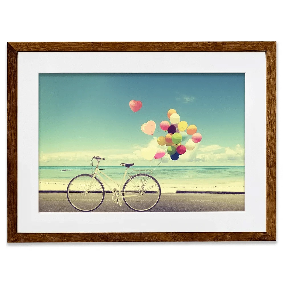 Bicycle And Balloons Framed Art Print Bicycle And Balloons Framed Art Print wall art product jakkapan / Shutterstock