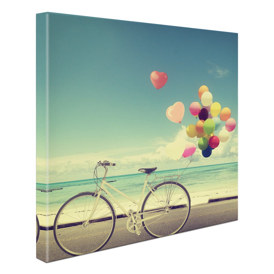 Bicycle And Balloons Square Canvas Print wall art product jakkapan / Shutterstock