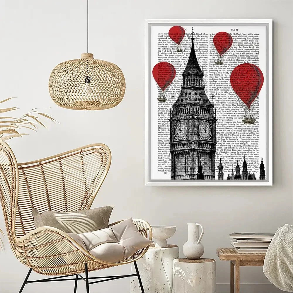Big Ben And Red Hot Air Balloons Canvas Print Big Ben And Red Hot Air Balloons Canvas Print wall art product Fab Funky