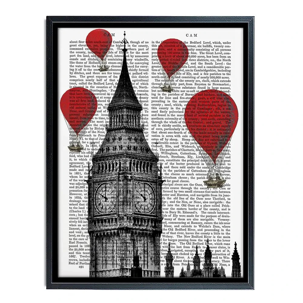 Big Ben And Red Hot Air Balloons Canvas Print Big Ben And Red Hot Air Balloons Canvas Print wall art product Fab Funky