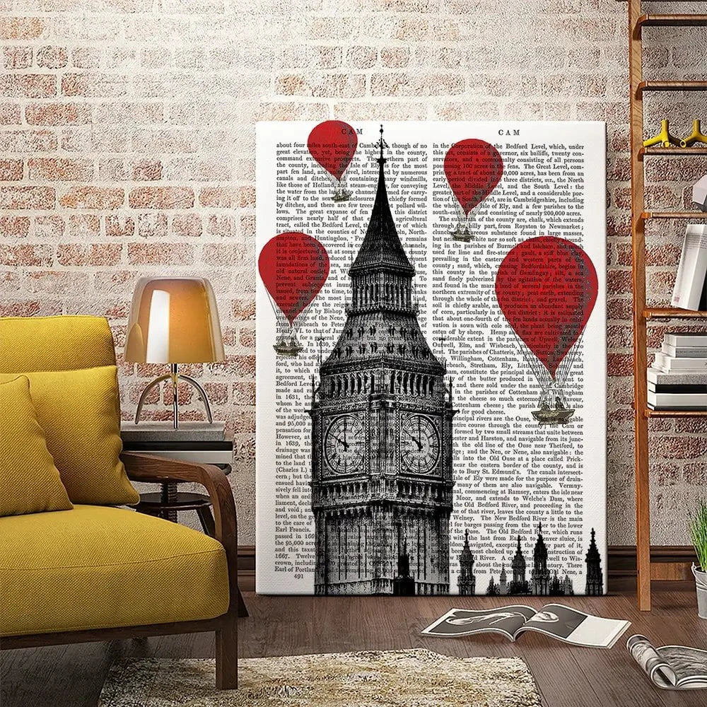 Big Ben And Red Hot Air Balloons Canvas Print Big Ben And Red Hot Air Balloons Canvas Print wall art product Fab Funky