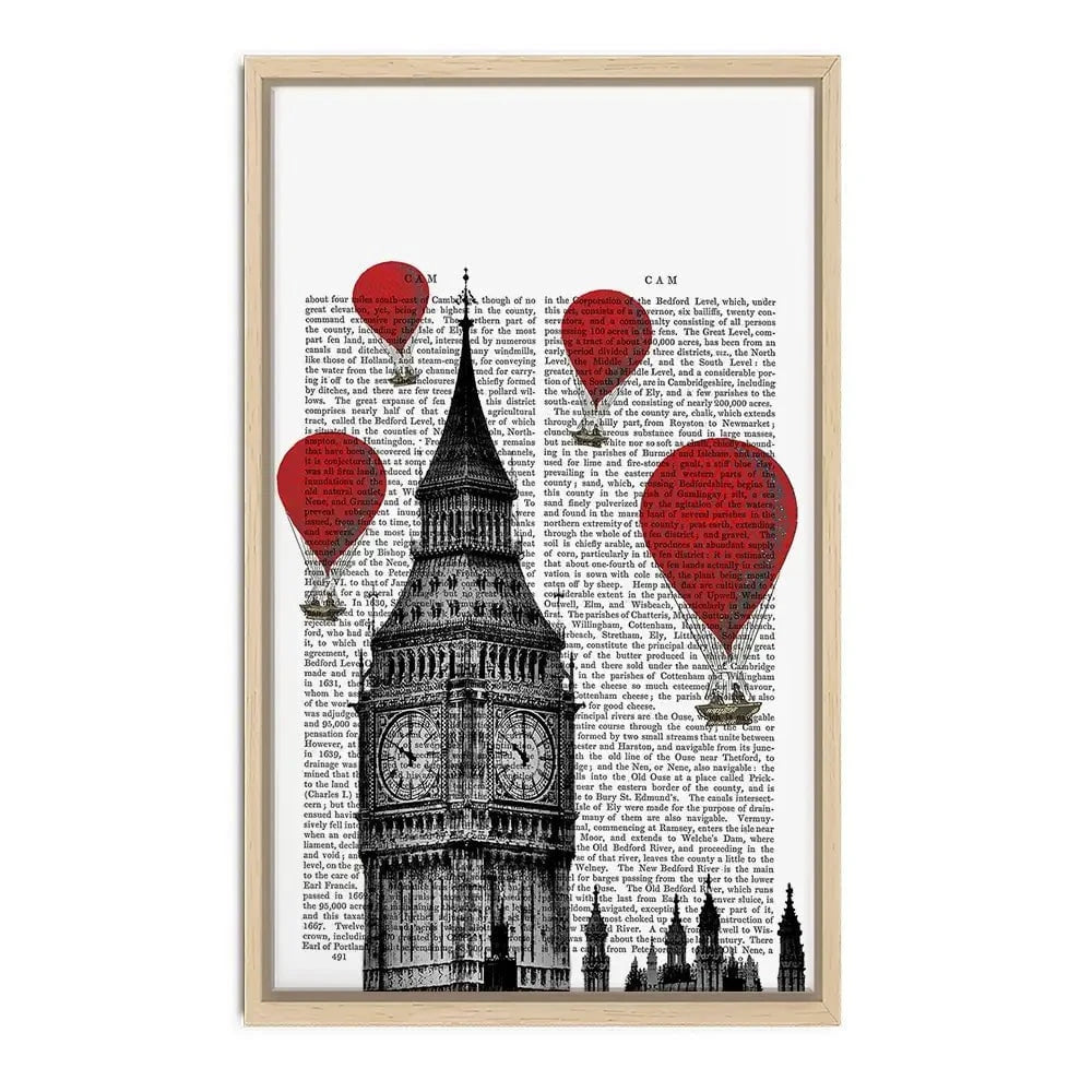 Big Ben And Red Hot Air Balloons Canvas Print Big Ben And Red Hot Air Balloons Canvas Print wall art product Fab Funky