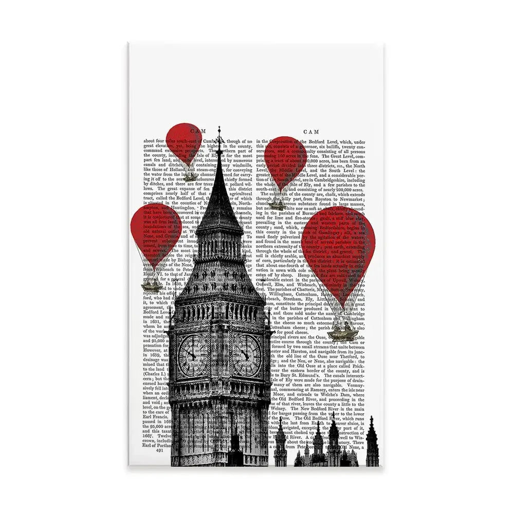 Big Ben And Red Hot Air Balloons Canvas Print Big Ben And Red Hot Air Balloons Canvas Print wall art product Fab Funky