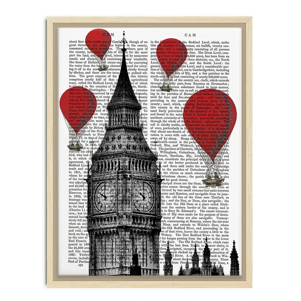 Big Ben And Red Hot Air Balloons Canvas Print Big Ben And Red Hot Air Balloons Canvas Print wall art product Fab Funky