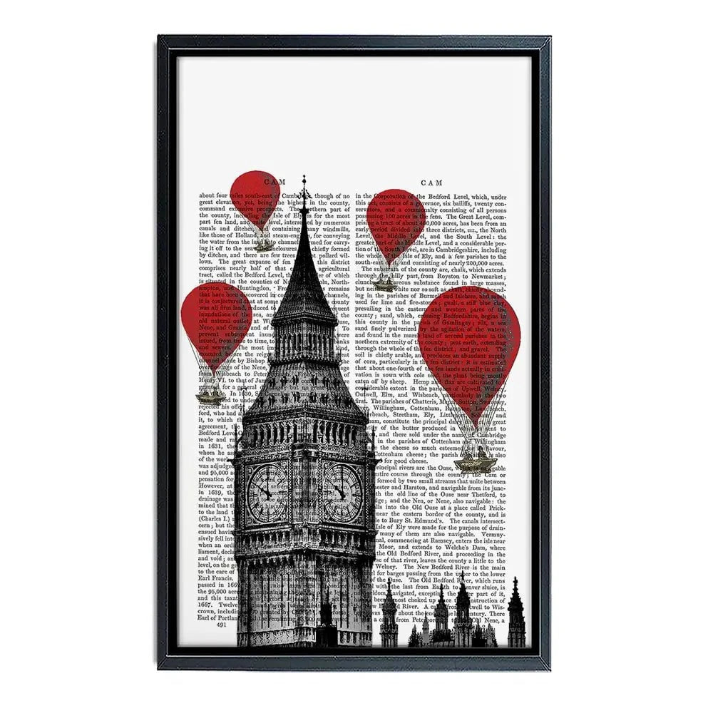 Big Ben And Red Hot Air Balloons Canvas Print Big Ben And Red Hot Air Balloons Canvas Print wall art product Fab Funky