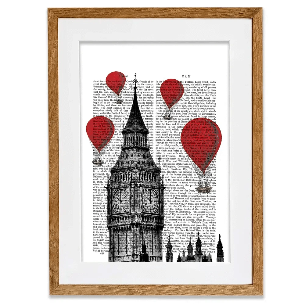 Big Ben And Red Hot Air Balloons Framed Art Print Big Ben And Red Hot Air Balloons Framed Art Print wall art product Fab Funky