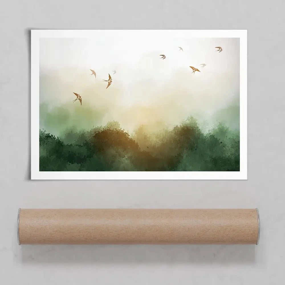 Birds Flying High Art Print Birds Flying High Art Print wall art product Elina Li / Shutterstock