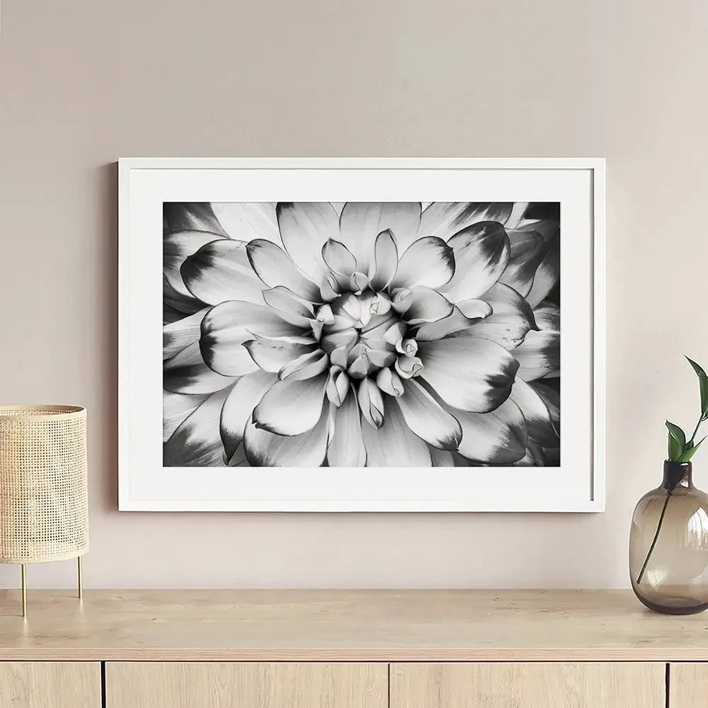 Black And White Flower Framed Art Print Black And White Flower Framed Art Print wall art product Annmarie Young / Shutterstock