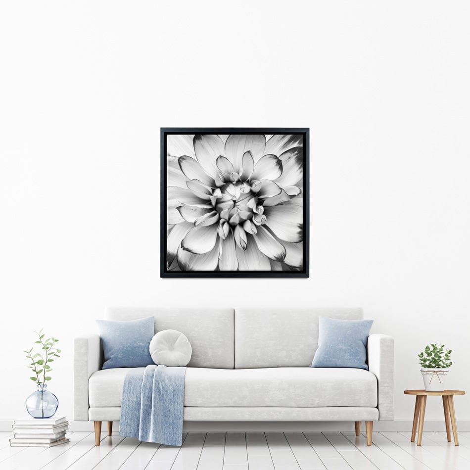 Black And White Flower Square Canvas Print wall art product Annmarie Young / Shutterstock