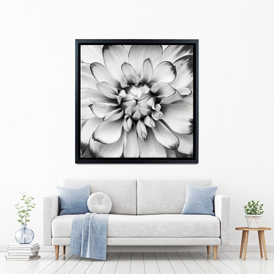 Black And White Flower Square Canvas Print wall art product Annmarie Young / Shutterstock
