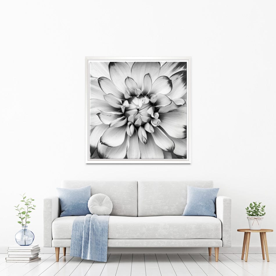 Black And White Flower Square Canvas Print wall art product Annmarie Young / Shutterstock