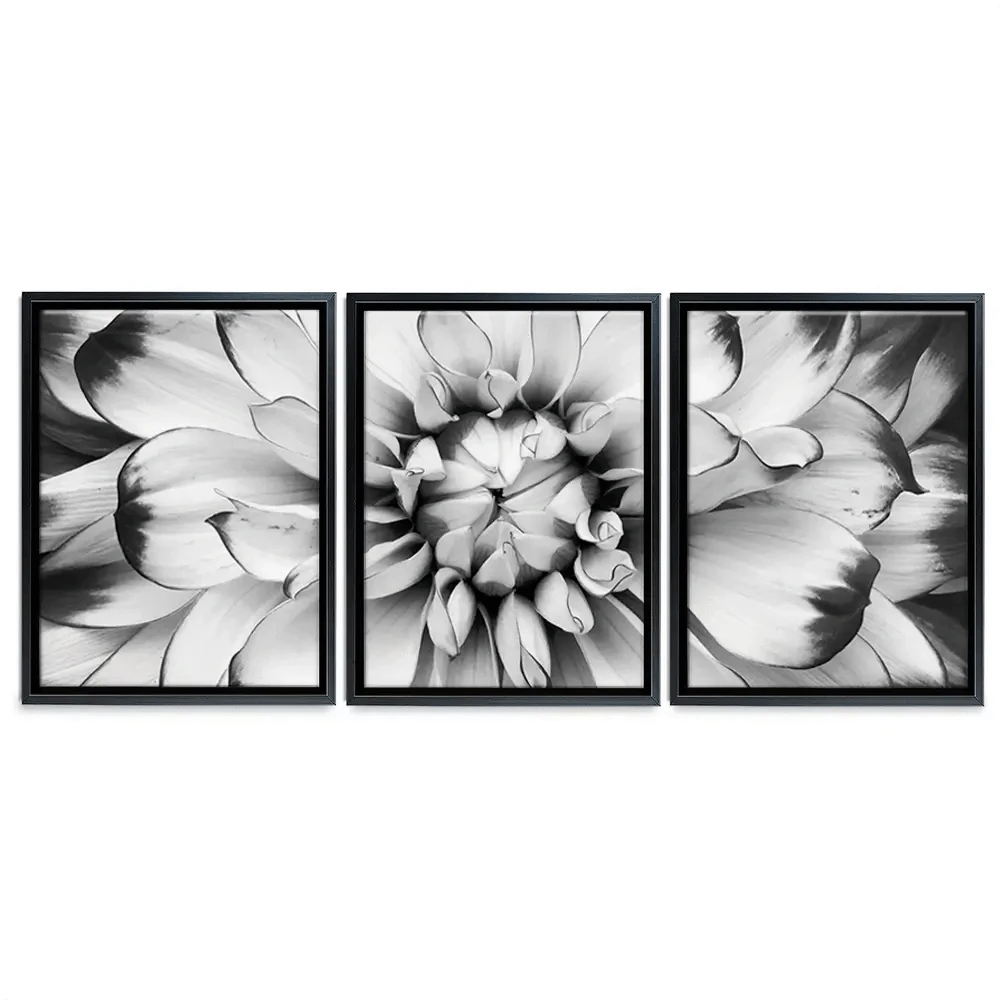 Black And White Flower Trio Canvas Print Black And White Flower Trio Canvas Print wall art product Annmarie Young / Shutterstock