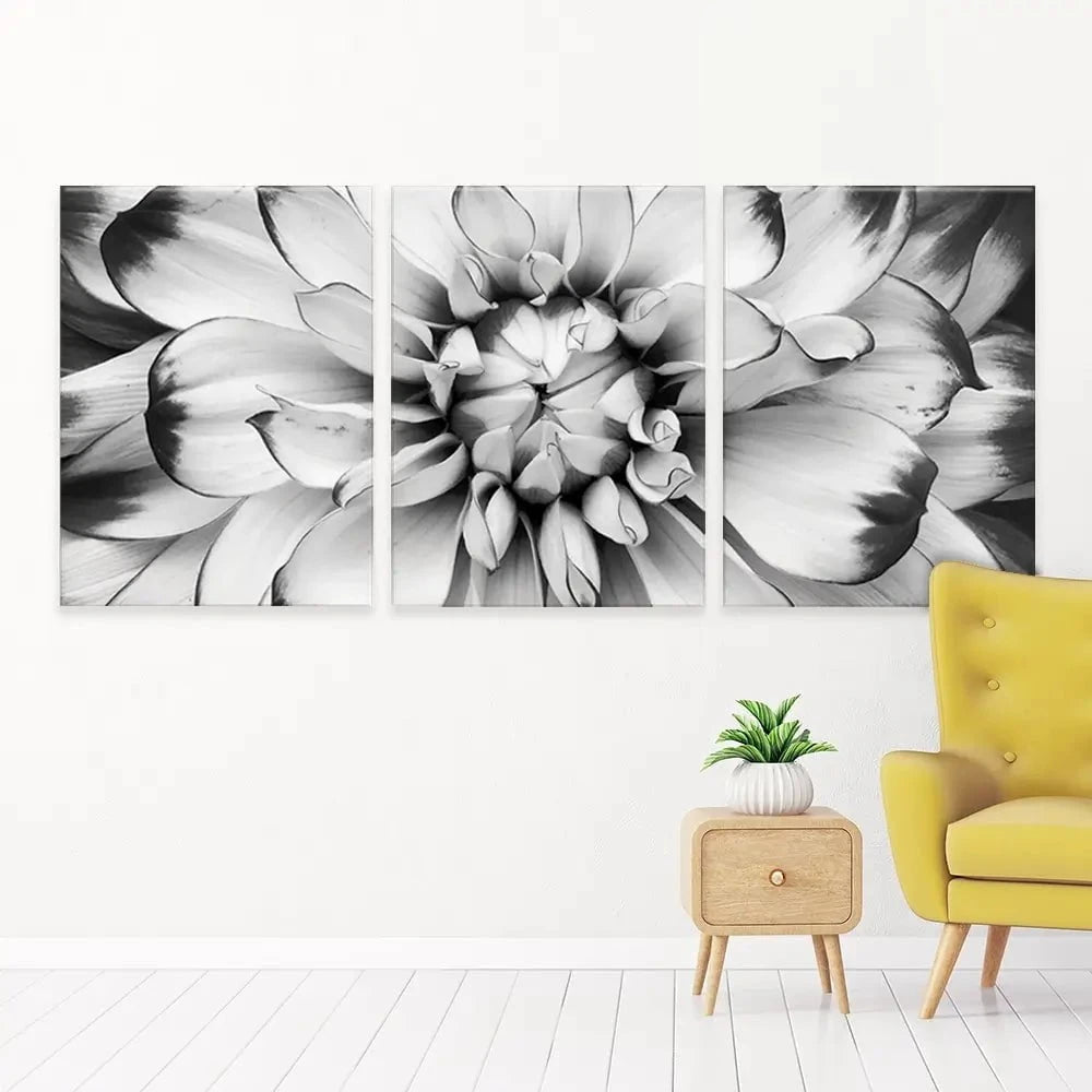 Black And White Flower Trio Canvas Print Black And White Flower Trio Canvas Print wall art product Annmarie Young / Shutterstock