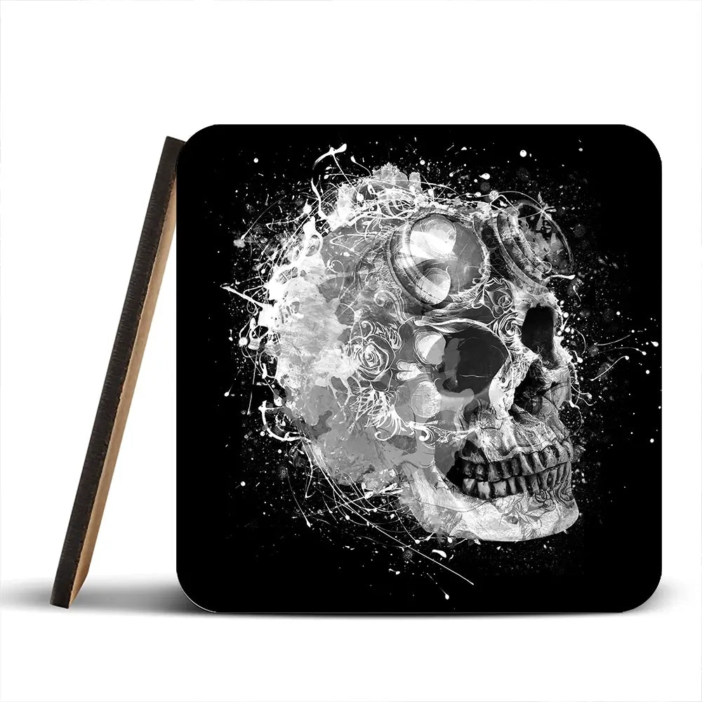 Black And White Skull Coaster Set Black And White Skull Coaster Set wall art product Aimee Linzi
