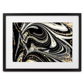 Black Marble Swirls Framed Art Print wall art product CARACOLLA / Shutterstock