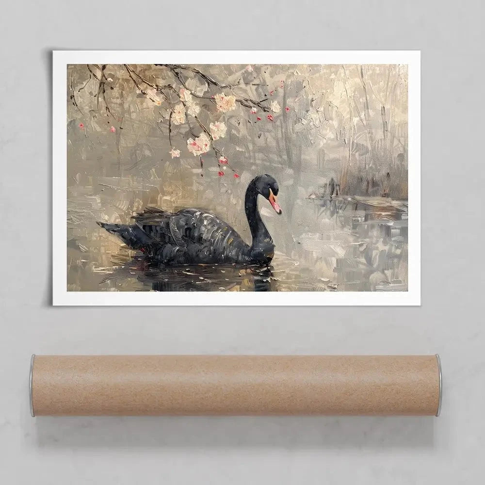 Black Swan On The Lake Art Print Black Swan On The Lake Art Print wall art product Arlington Prints - Independent