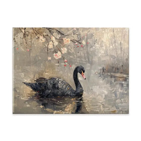Black Swan On The Lake Canvas Print Black Swan On The Lake Canvas Print wall art product Arlington Prints - Independent