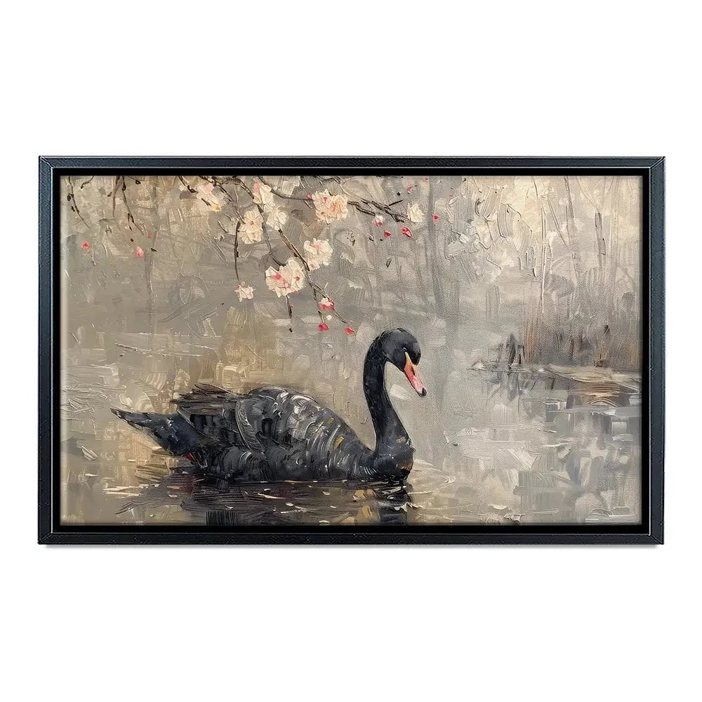 Black Swan On The Lake Canvas Print Black Swan On The Lake Canvas Print wall art product Arlington Prints - Independent