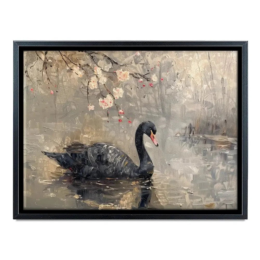 Black Swan On The Lake Canvas Print Black Swan On The Lake Canvas Print wall art product Arlington Prints - Independent