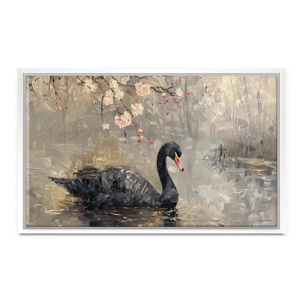 Black Swan On The Lake Canvas Print Black Swan On The Lake Canvas Print wall art product Arlington Prints - Independent