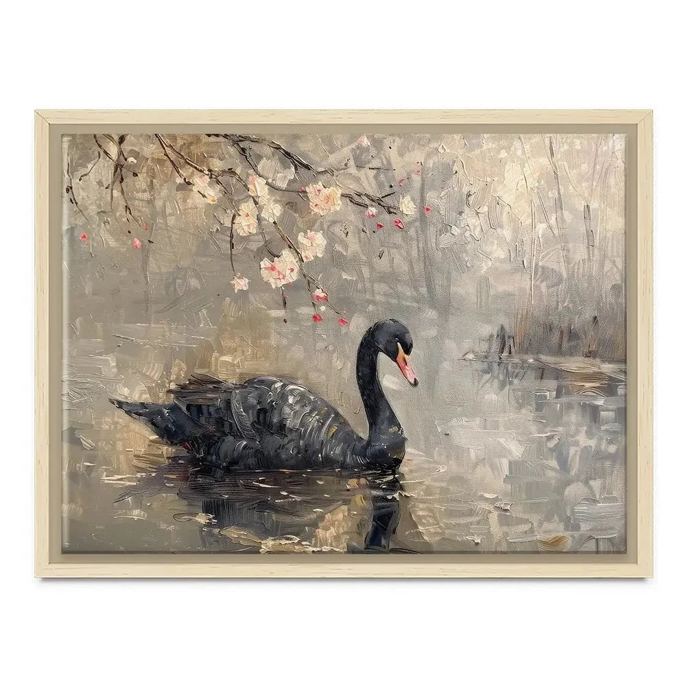 Black Swan On The Lake Canvas Print Black Swan On The Lake Canvas Print wall art product Arlington Prints - Independent
