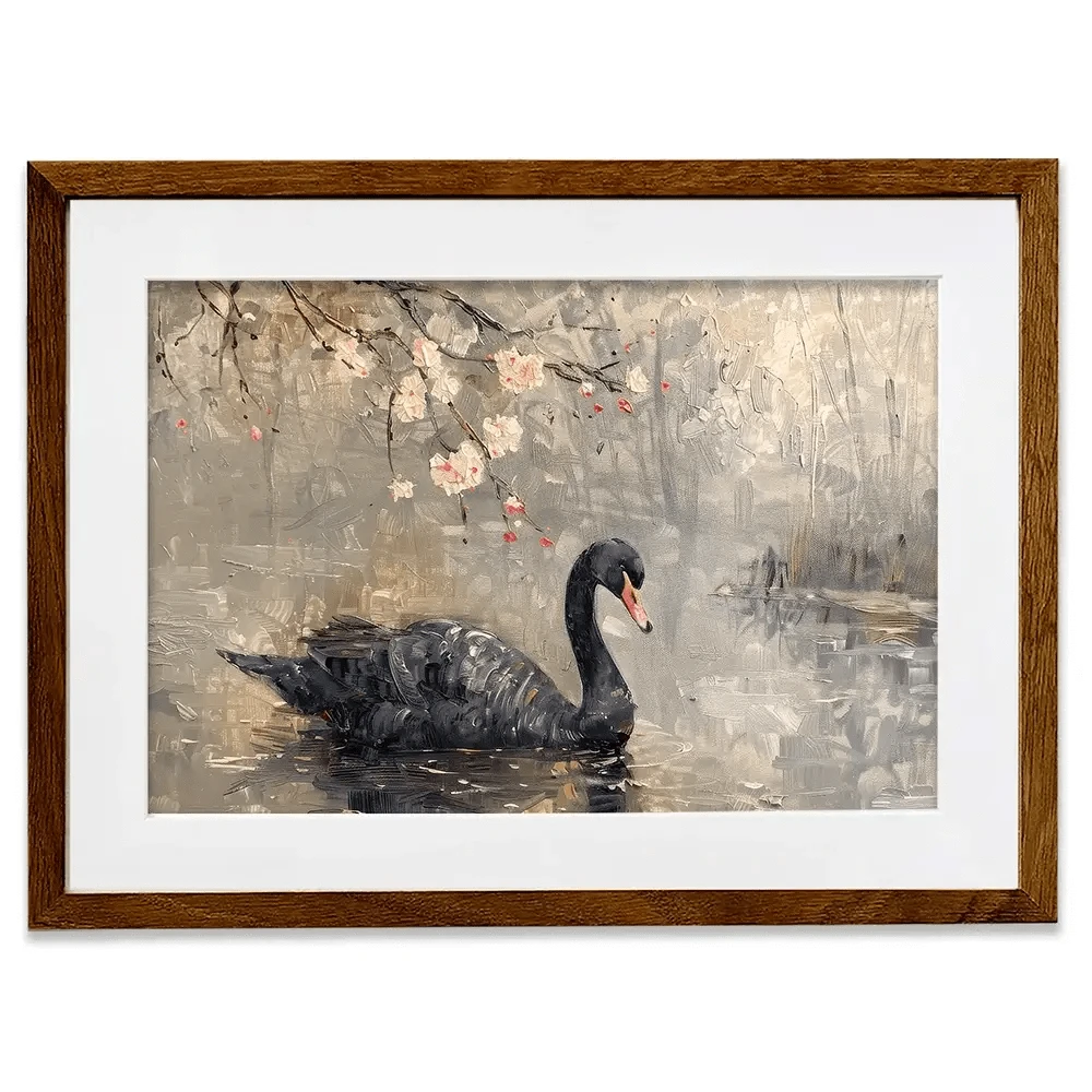 Black Swan On The Lake Framed Art Print Black Swan On The Lake Framed Art Print wall art product Arlington Prints - Independent