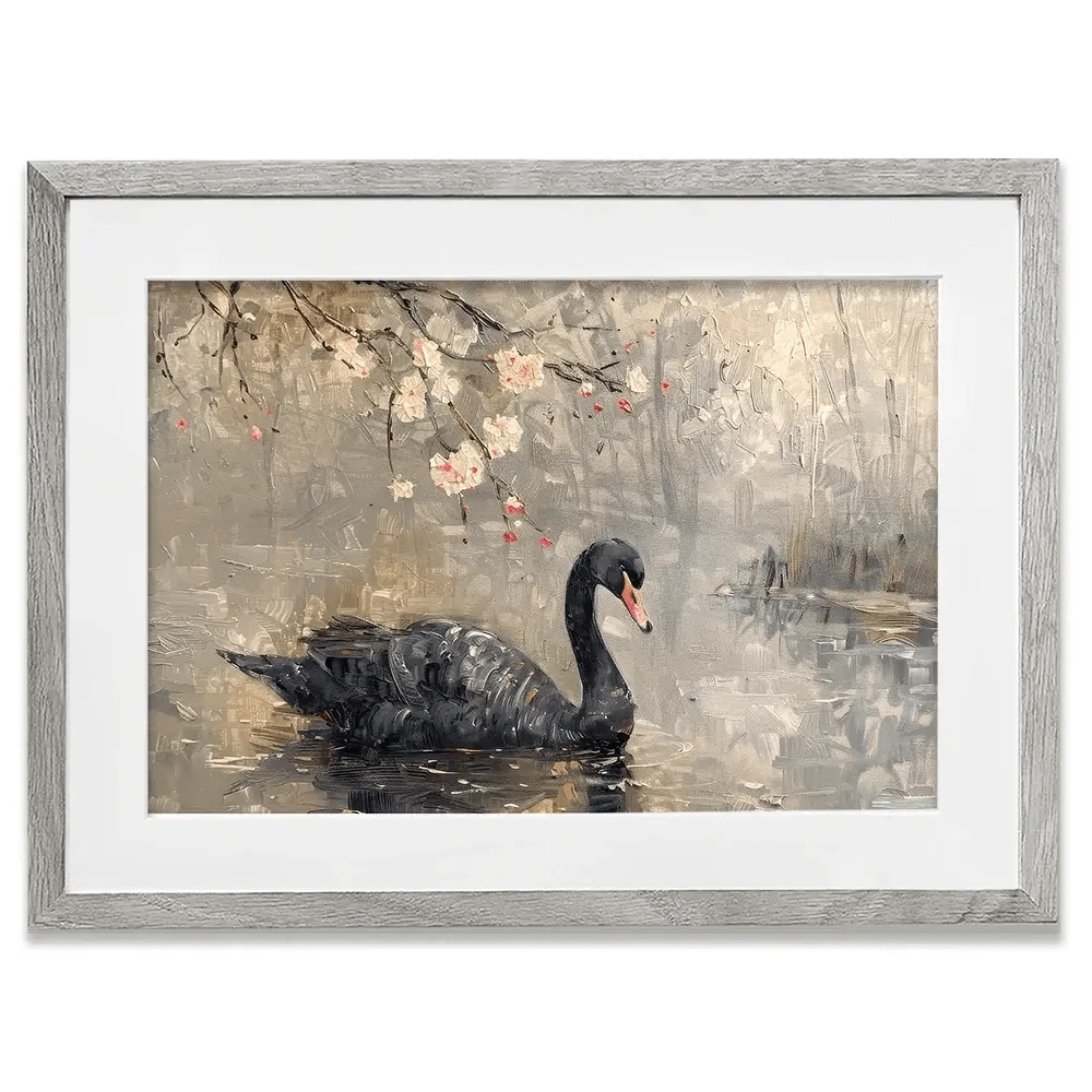 Black Swan On The Lake Framed Art Print Black Swan On The Lake Framed Art Print wall art product Arlington Prints - Independent