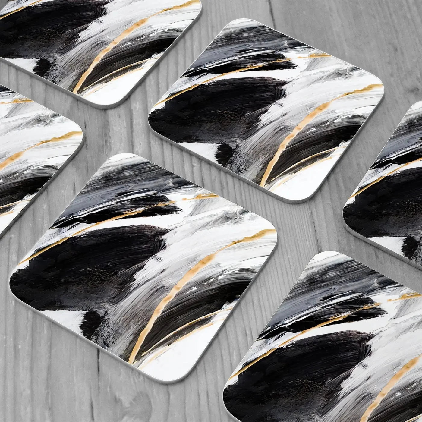 Black White And Grey Coaster Set Black White And Grey Coaster Set | Black White And Grey Art Coasters wall art product Adelina ART / Shutterstock