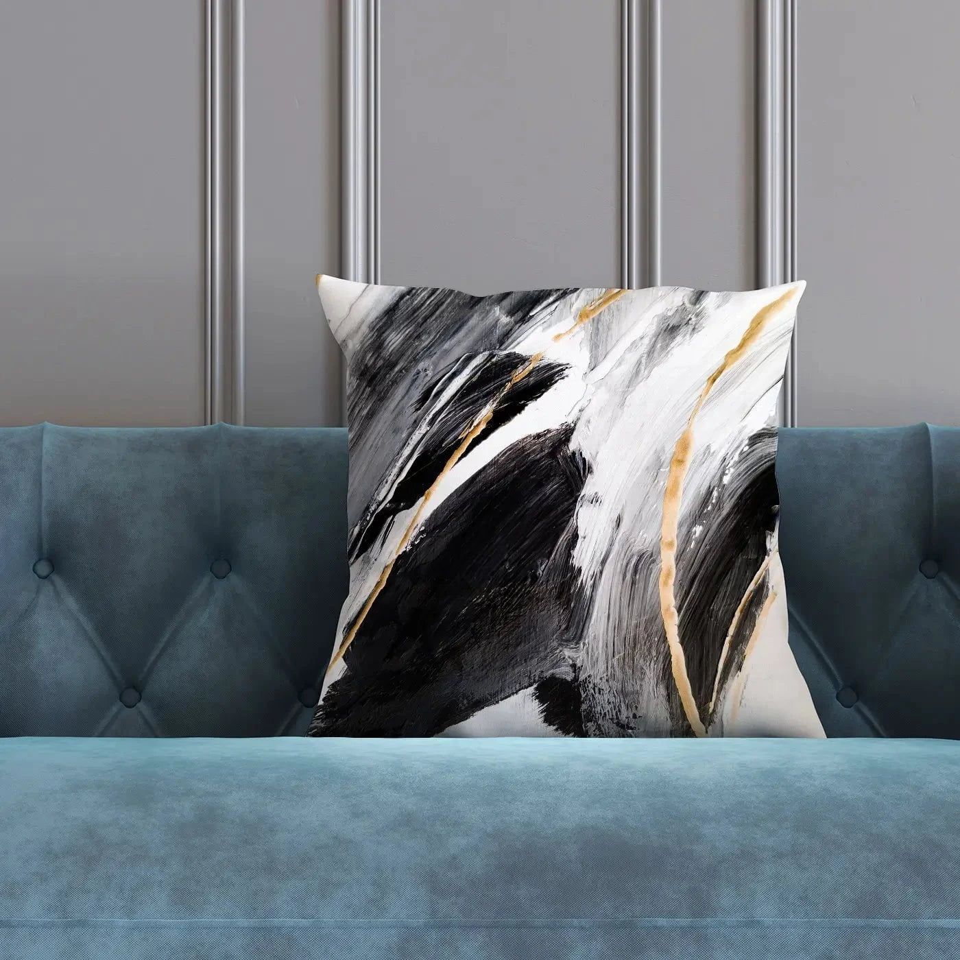 Black White And Grey Cushion Black White And Grey Cushion wall art product Adelina ART / Shutterstock