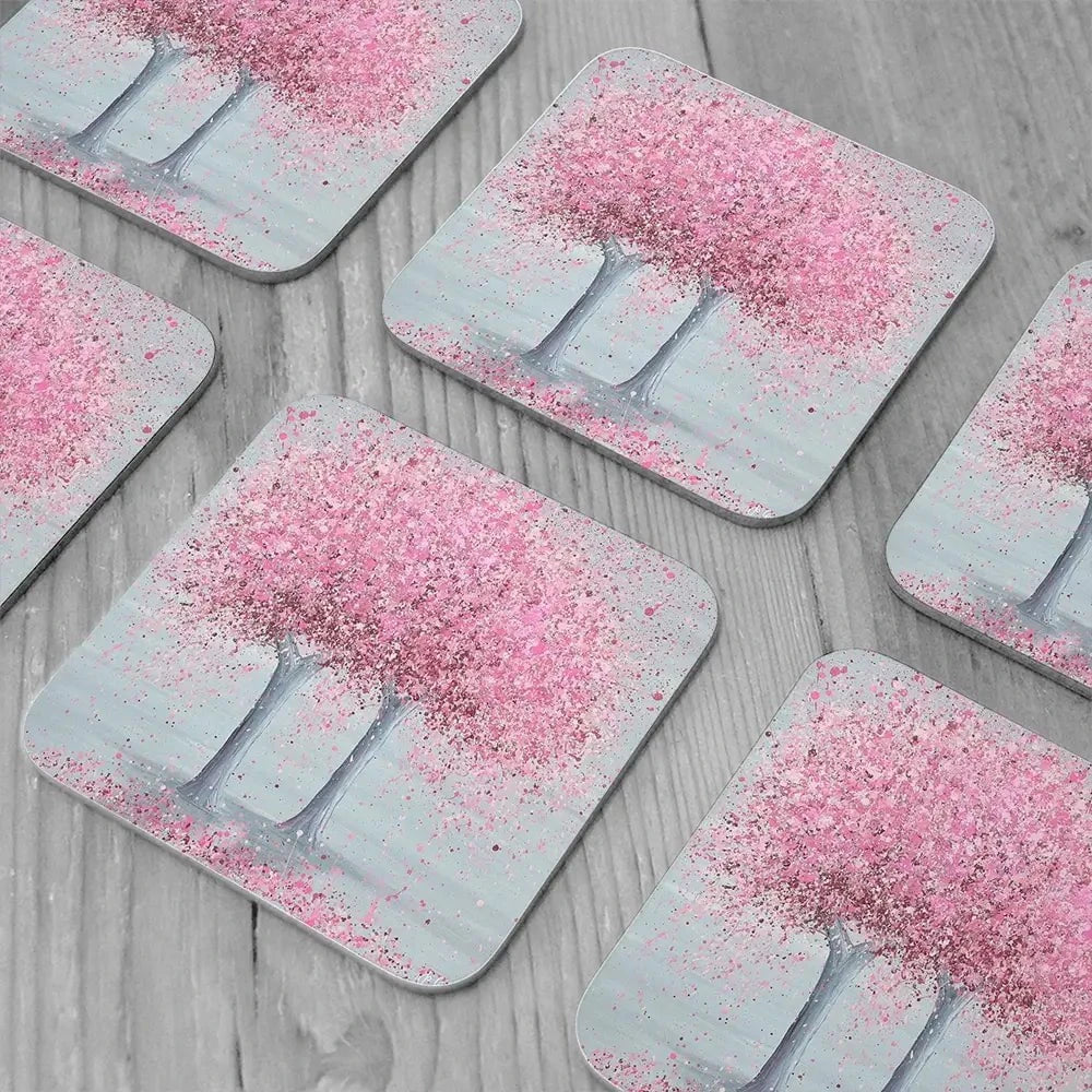 Blooming Love Coaster Set Rainbow Soul Tree Coaster Set | Rainbow Soul Tree Art Coasters wall art product Jo Gough