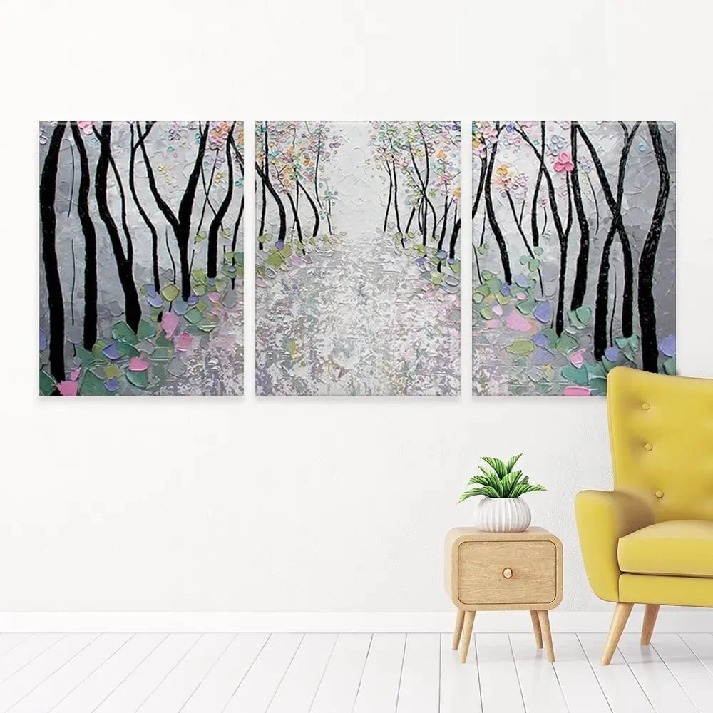 Blossoms In The Breeze Trio Canvas Print Blossoms In The Breeze Trio Canvas Print wall art product Nada Khatib