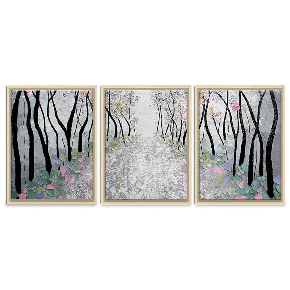 Blossoms In The Breeze Trio Canvas Print Blossoms In The Breeze Trio Canvas Print wall art product Nada Khatib