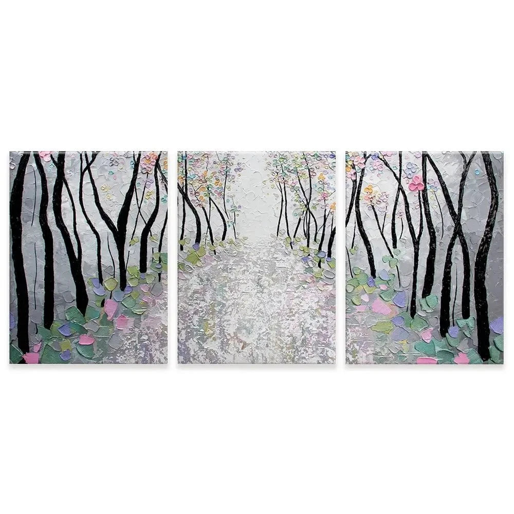 Blossoms In The Breeze Trio Canvas Print Blossoms In The Breeze Trio Canvas Print wall art product Nada Khatib
