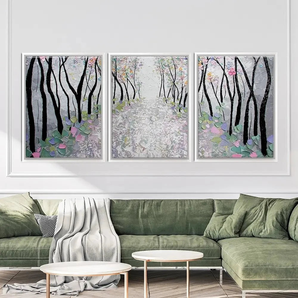 Blossoms In The Breeze Trio Canvas Print Blossoms In The Breeze Trio Canvas Print wall art product Nada Khatib