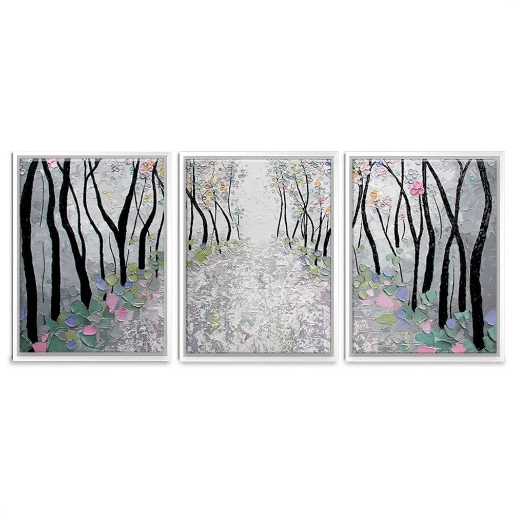 Blossoms In The Breeze Trio Canvas Print Blossoms In The Breeze Trio Canvas Print wall art product Nada Khatib