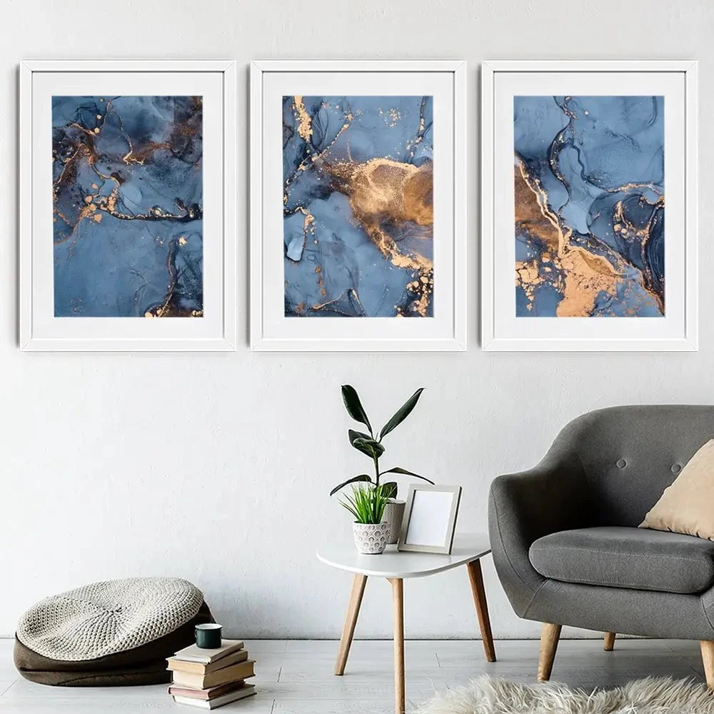 Blue And Bronze Framed Art Print Trio Blue And Bronze Framed Art Print Trio wall art product djero.adlibeshe yahoo.com / Shutterstock