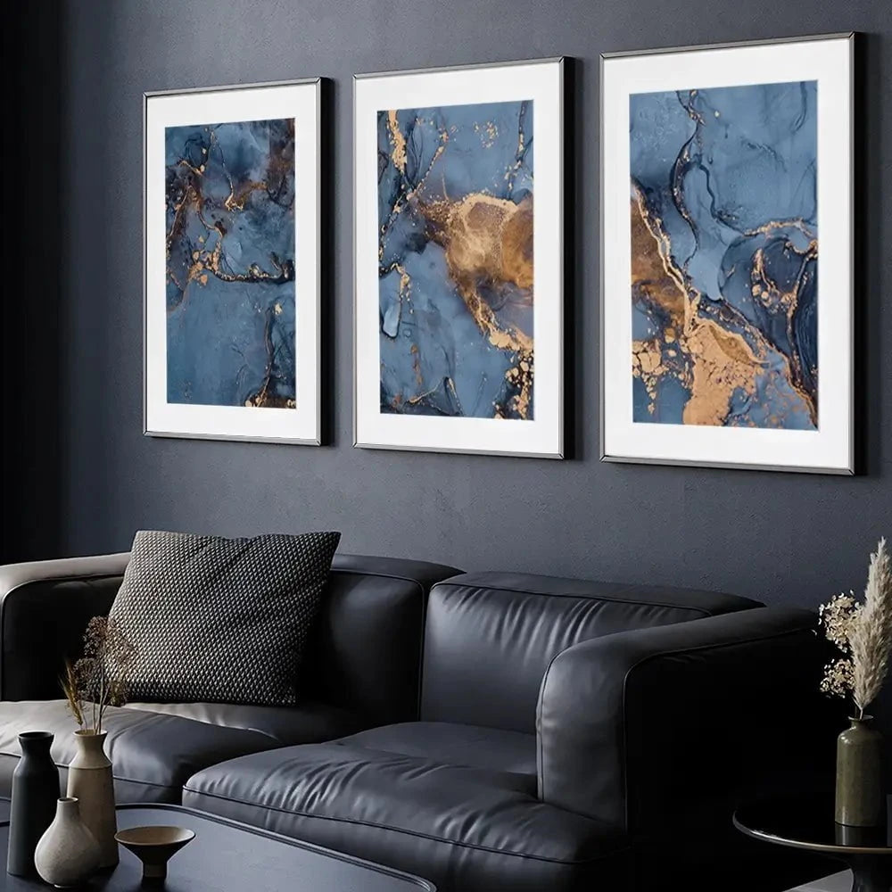 Blue And Bronze Framed Art Print Trio Blue And Bronze Framed Art Print Trio wall art product djero.adlibeshe yahoo.com / Shutterstock