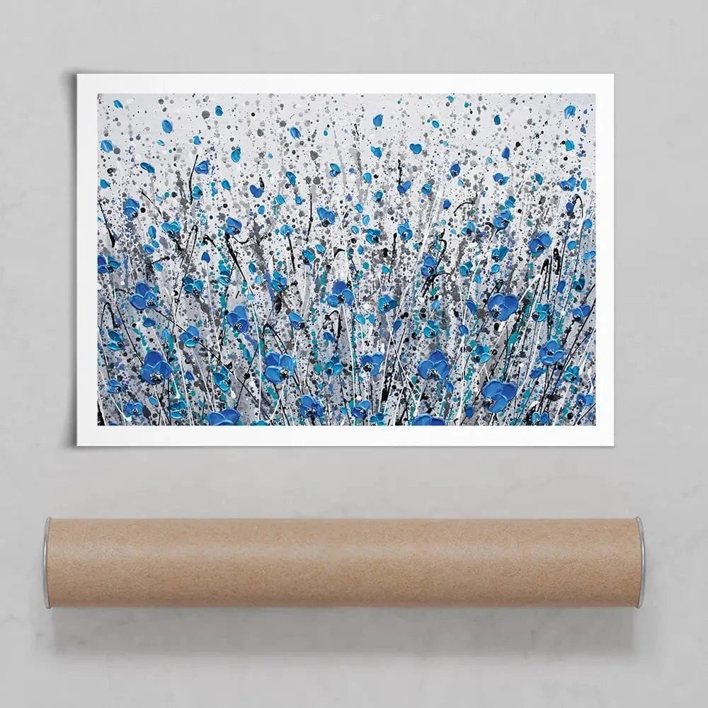 Blue And Grey Meadow Art Print Blue And Grey Meadow Art Print wall art product Olga Tkachyk