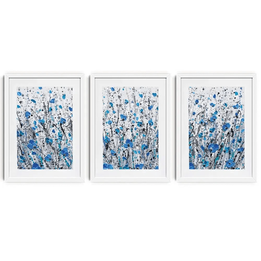 Blue And Grey Meadow Framed Art Print Trio Blue And Grey Meadow Framed Art Print Trio wall art product Olga Tkachyk