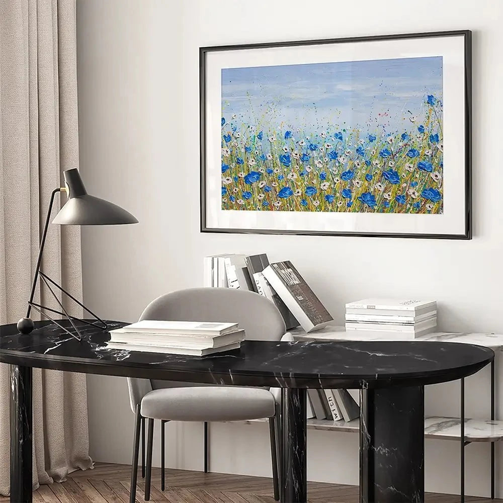 Blue And White Flowers Framed Art Print Blue And White Flowers Framed Art Print wall art product Olga Tkachyk