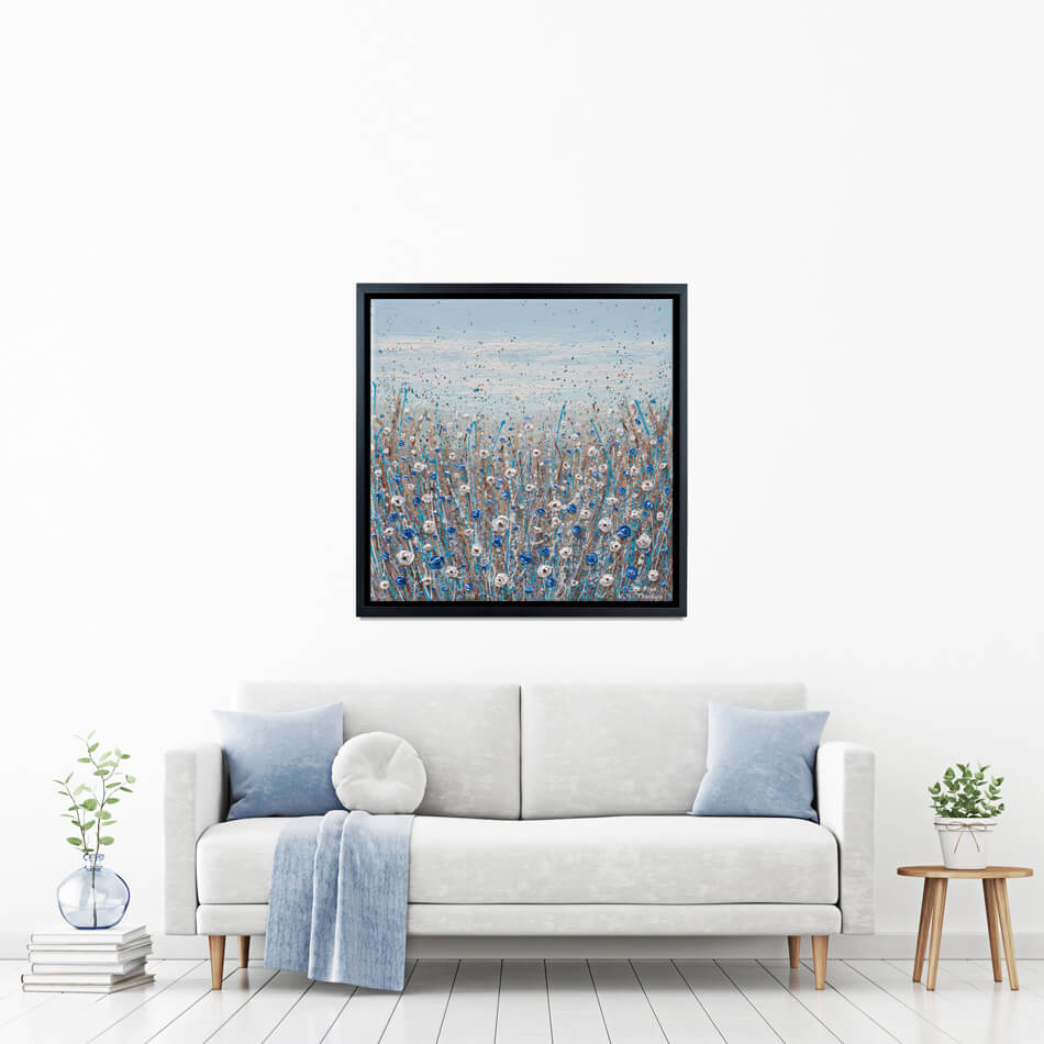 Blue And White Flowers Square Canvas Print Blue And White Flowers Square Canvas Print wall art product Olga Tkachyk