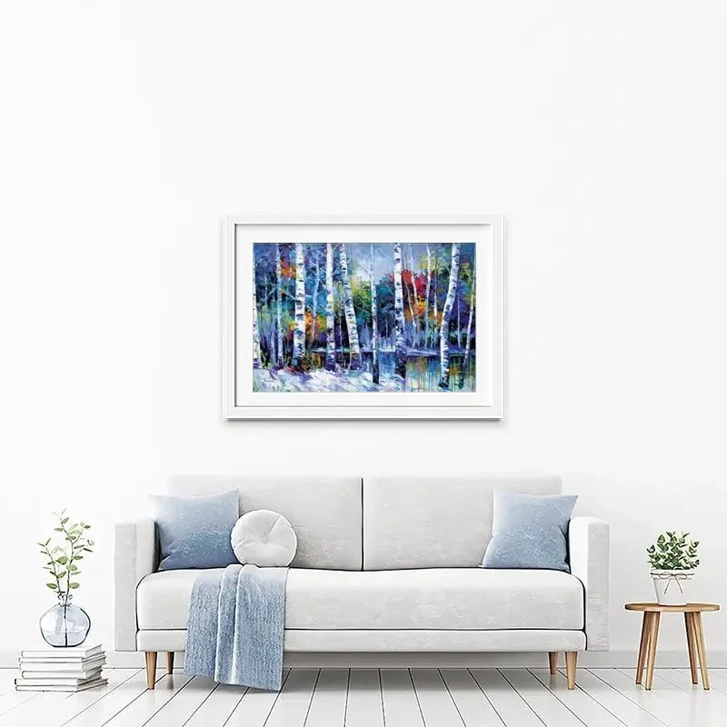 Blue Birches Framed Art Print Blue Birches Framed Art Print wall art product Leon Devenice