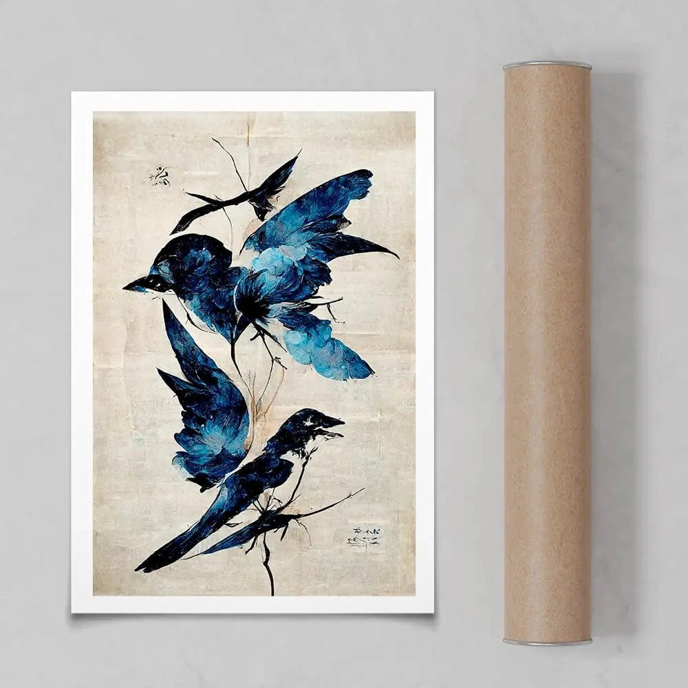 Blue Birds Art Print Blue Birds Art Print wall art product Treechild
